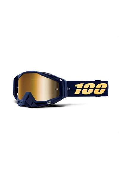 100% MASCHERA 100% RACECRAFT BAKKEN - LENTE A SPECCHIO ORO blu Protezioni  maschere mx / en